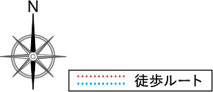 徒歩ルート 方位